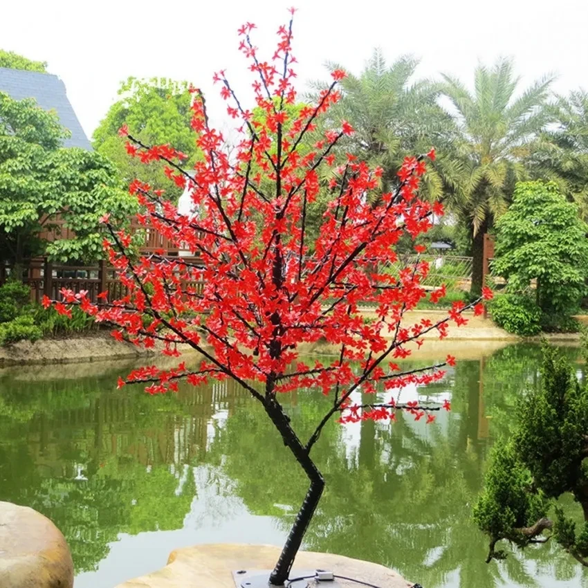 Luz LED de árbol de cerezo, 864 Uds., bombillas LED, 1,8 m de altura, 110/220VAC, siete colores para opción, resistente a la lluvia, uso exterior