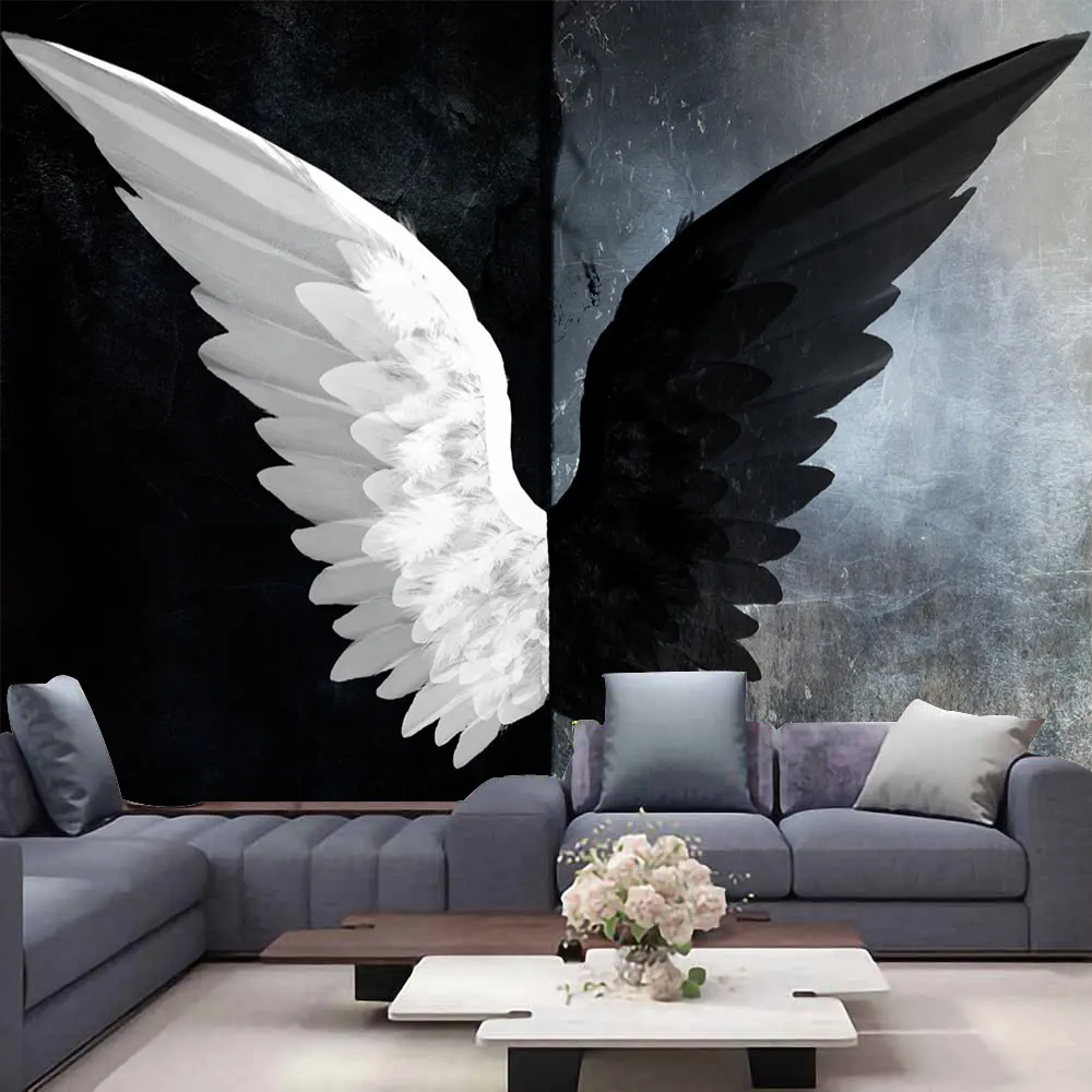 Large Angel Wings Tapestry Hippie Psychedelic Feather Occult Background Art Wall Hanging Carpet Home Decoration Table Cloth