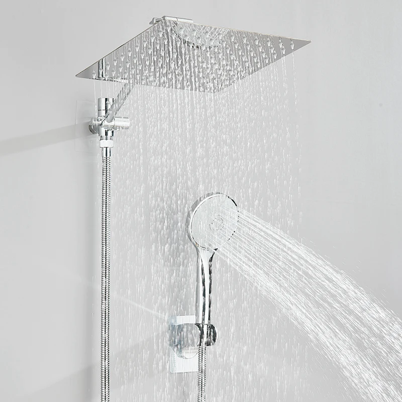 Concealed Shower Set Two-In-One Shower Set, Long Hose, 8/10-inch High-Pressure Rainfall Shower Head Rainfall Bath Shower