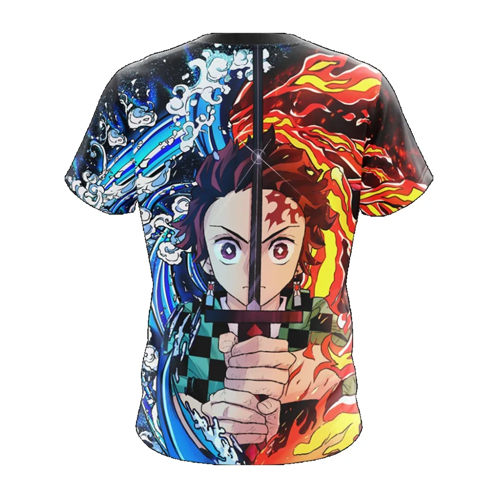 Demon Slayer Tanjiro Anime T-shirt Men Women 3D All Over Print Water Flame Wave Graphic Short Sleeve Tee Anime Fan Top