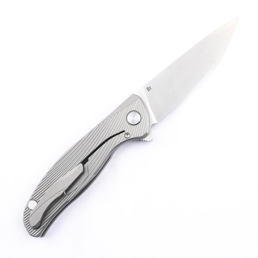 NINE THORN Folding Knife D2 Blade Titanium Handle Outdoor Camping Survival Kitchen Pocket Multifunctional EDC Tool