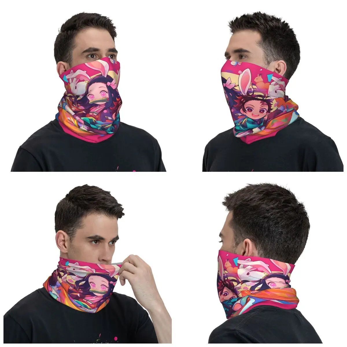 Tanjiro & Nezuko Kamado Demon Slayer Bandana Funny Cycling Mask Hiking Camping Windproof Balaclava Graphic Warm Tactical Mask