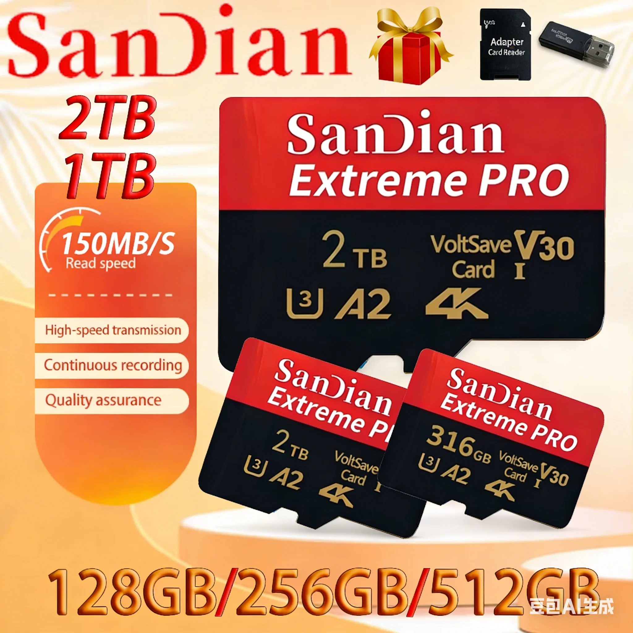 128GB 256GB Original Micro TF/SD Card Class 10 High Speed Memory Card Compatible with Phone, Laptop and PC