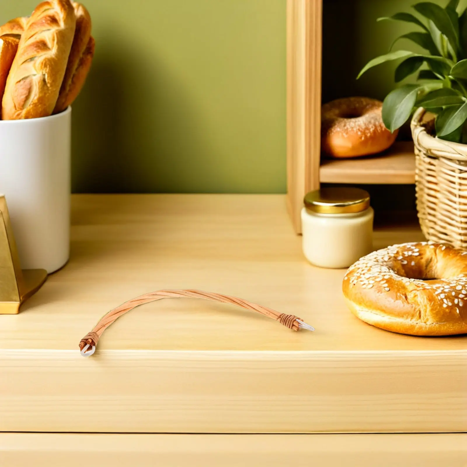 4Pcs Rattan Picnic Basket Handles Handmade Woven Replacement Natural Wicker Grip for Harvest Laundry Tote Beach