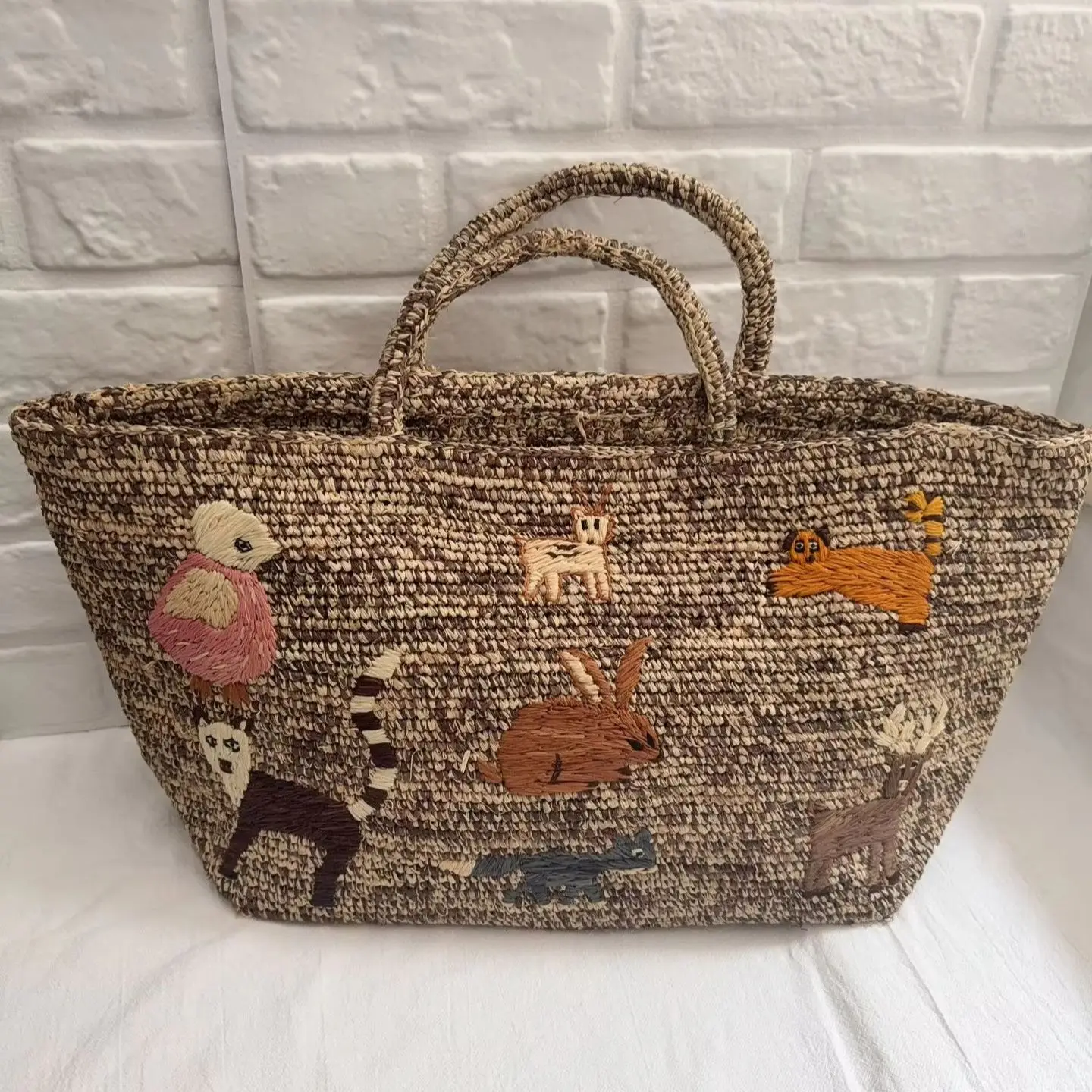 Handmade Raffia Tote Bag with Embroidery Ladies Luxury Shoulder Bag Crochet Woven Bags Straw Bags Women Handbags