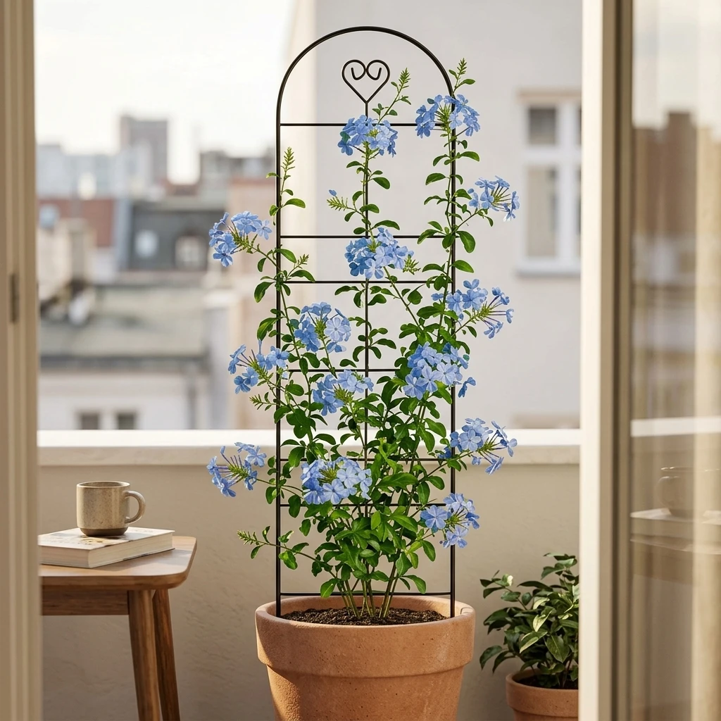 Painted Iron Plant Trellis for Indoor Pots Home Gardeners Rust-Resistant Metal Support Rack for Climbing Vines Durable