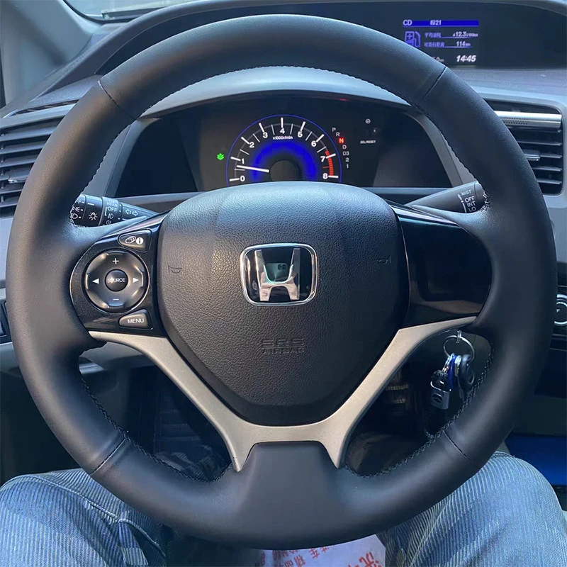 Microfiber Leather Car Steering Wheel Cover Braid for Honda Civic 9 Gen Generation 2012 2013 2014 Hand Stitched Car Interior