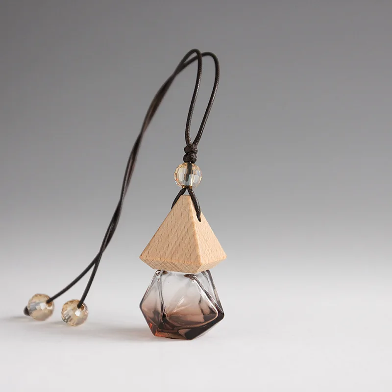 Bouteille vide d'huile essentielle de 8ML, pendentif de parfum de voiture, bijoux d'aromathérapie, bouteille en verre, pendentif de bouteille de parfum avec couvercle en bois