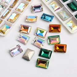 10x14mm Rectangle Loose Rhinestones Nail Decoration Glass Crystals Strass Glue On Nails DIY Crafts Charms Pointback Glass Beads