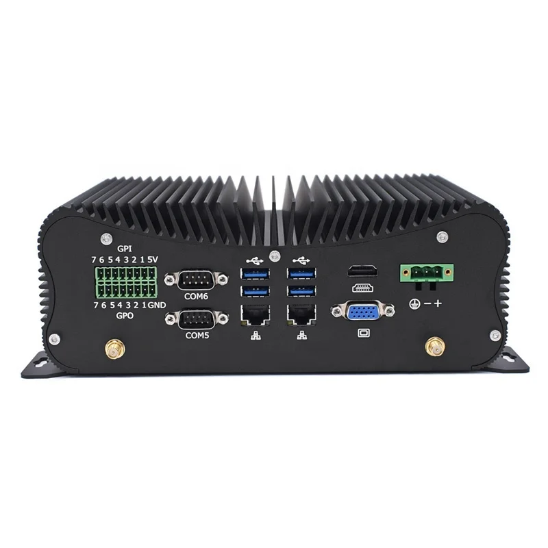 Fanless Mini Industrial Computer 12th Core I5 1235U 8 USB 6 COM Dual LANs GPIO