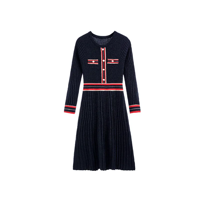 Autumn and Winter Women\'s Long Sleeved Dress High Quality Fashion Casual Commuter Knitted Dresses