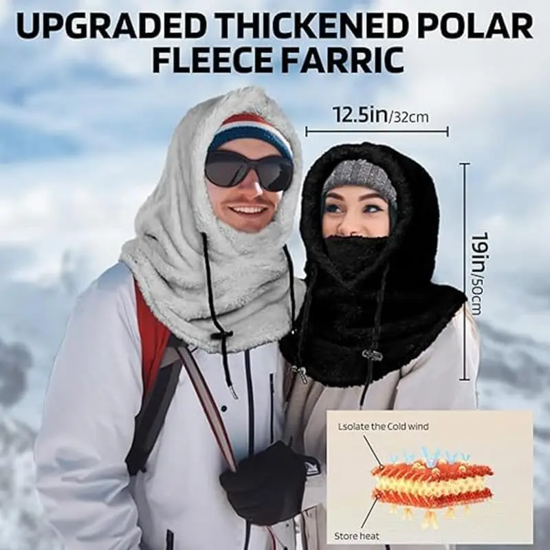 Maschera da sci con cappuccio, maschera invernale resistente al vento, casco scaldacollo termico traspirante, sciarpa calda per cappello con copertura per il viso