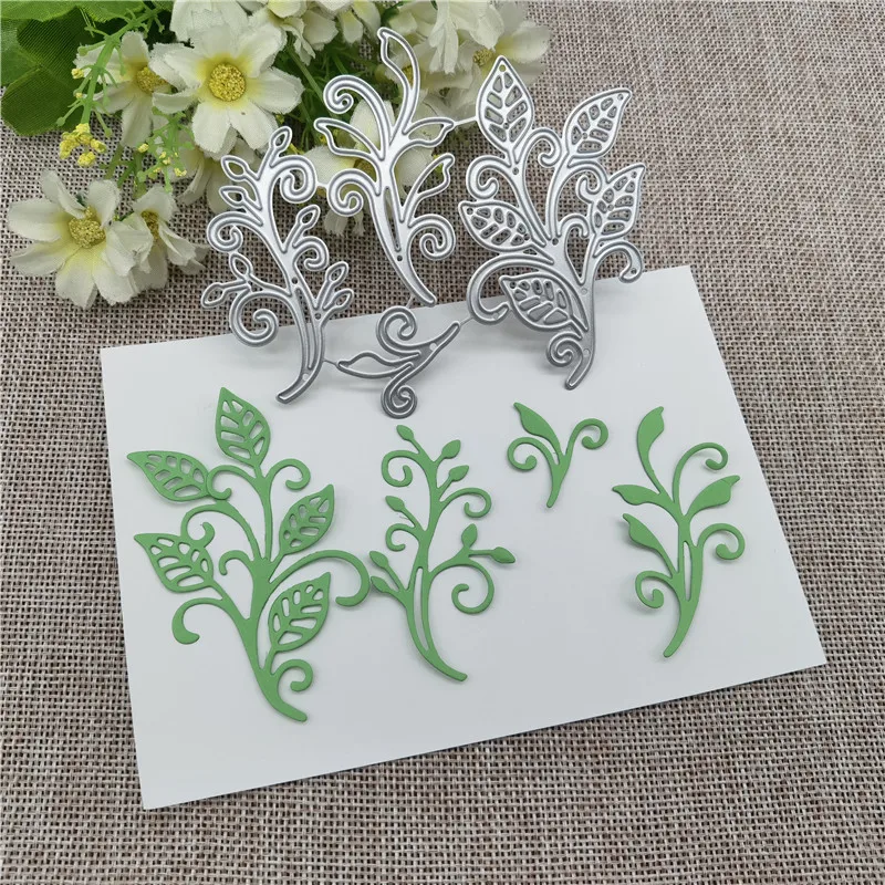 Galho grama Folha 4 Metal Corte morre Stencils Para DIY Scrapbooking Decorativa Embossing Artesanato Modelo