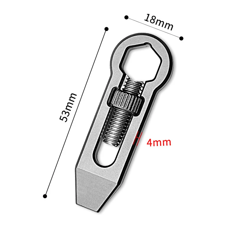 Imagem -06 - Criativo Mini Liga de Titânio Crowbar Chave Inglesa Ajustável Multifuncional Pingente de Colar Chaveiro Edc Gadget Wrench Pingente ao ar Livre 10g