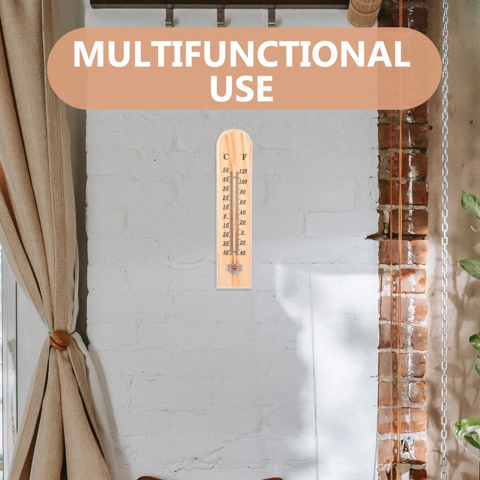 2Pcs Rustic Wooden Thermometer Precise Indoor Outdoor Temperature Indicator for Patio Greenhouse Livestock Farm Decorative