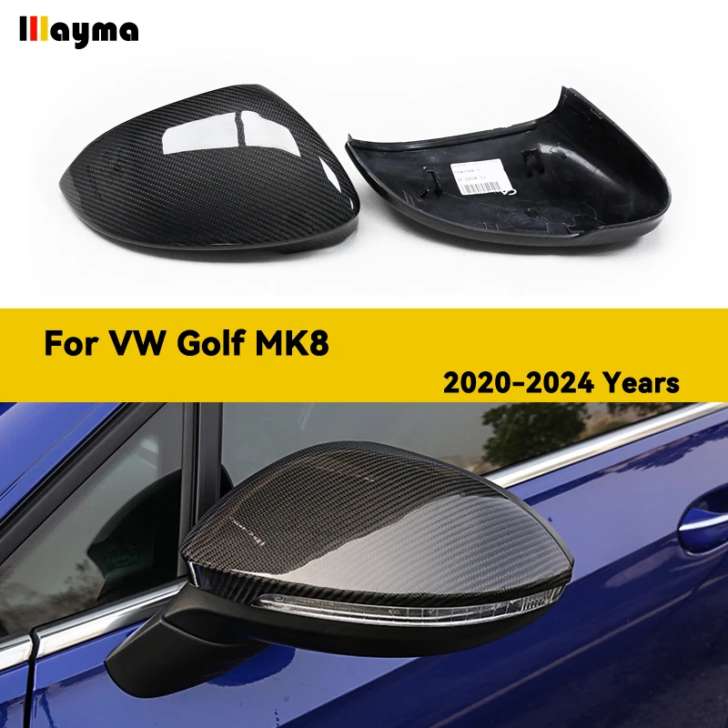 

for VW MK8 2020 - 2024 Real Carbon Fiber Mirror Cover Side Rearview Caps Replacement Style for Volkswagen Golf 8 Rline Gti