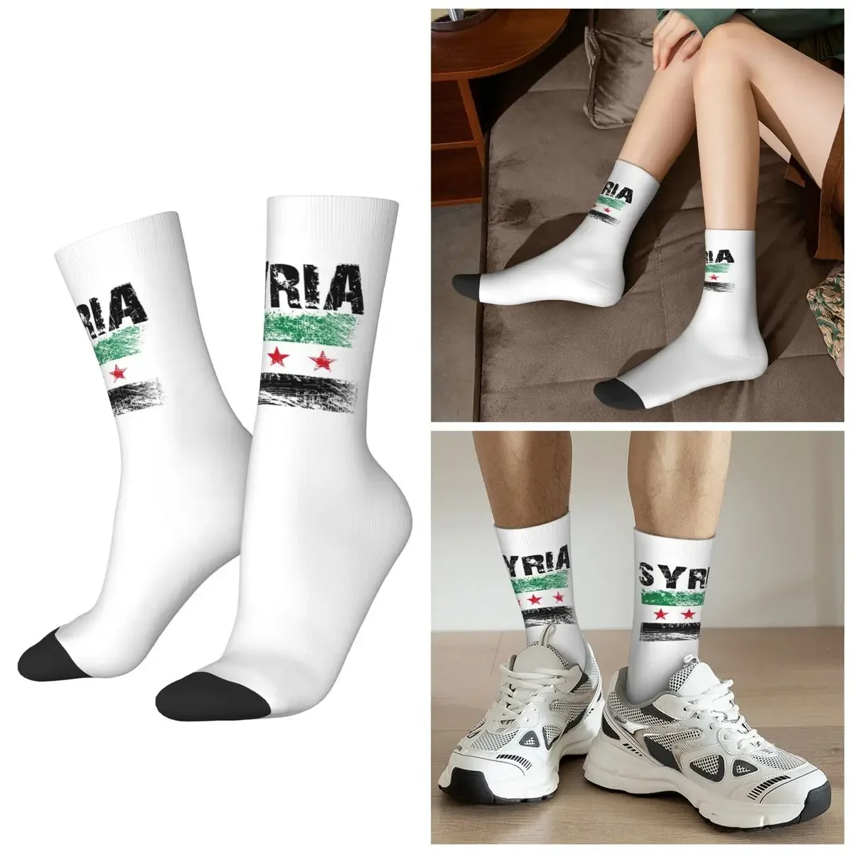 

All Seasons Free Syria Flag Socks Harajuku Sport Middle Tube Socks Casual Stockings for Men Women Valentine's Day Gifts