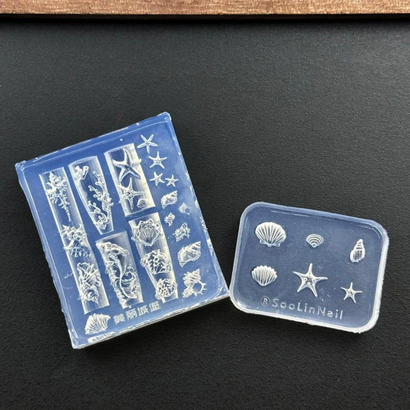 Moule à ongles en Silicone 3D sculpté, coquille de conque, Style océan, modèle de conception d'ongles en Silicone souple, accessoires pour Salon de manucure à faire soi-même