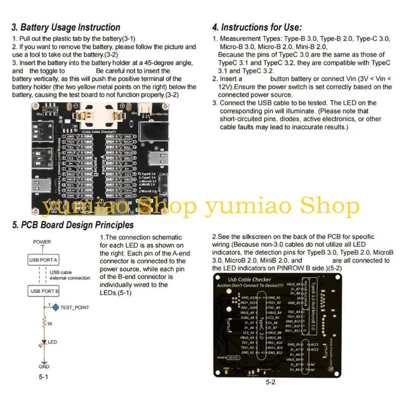 587B USB Tester For Data Cables Featuring 24 LED Lights Double Power Mode