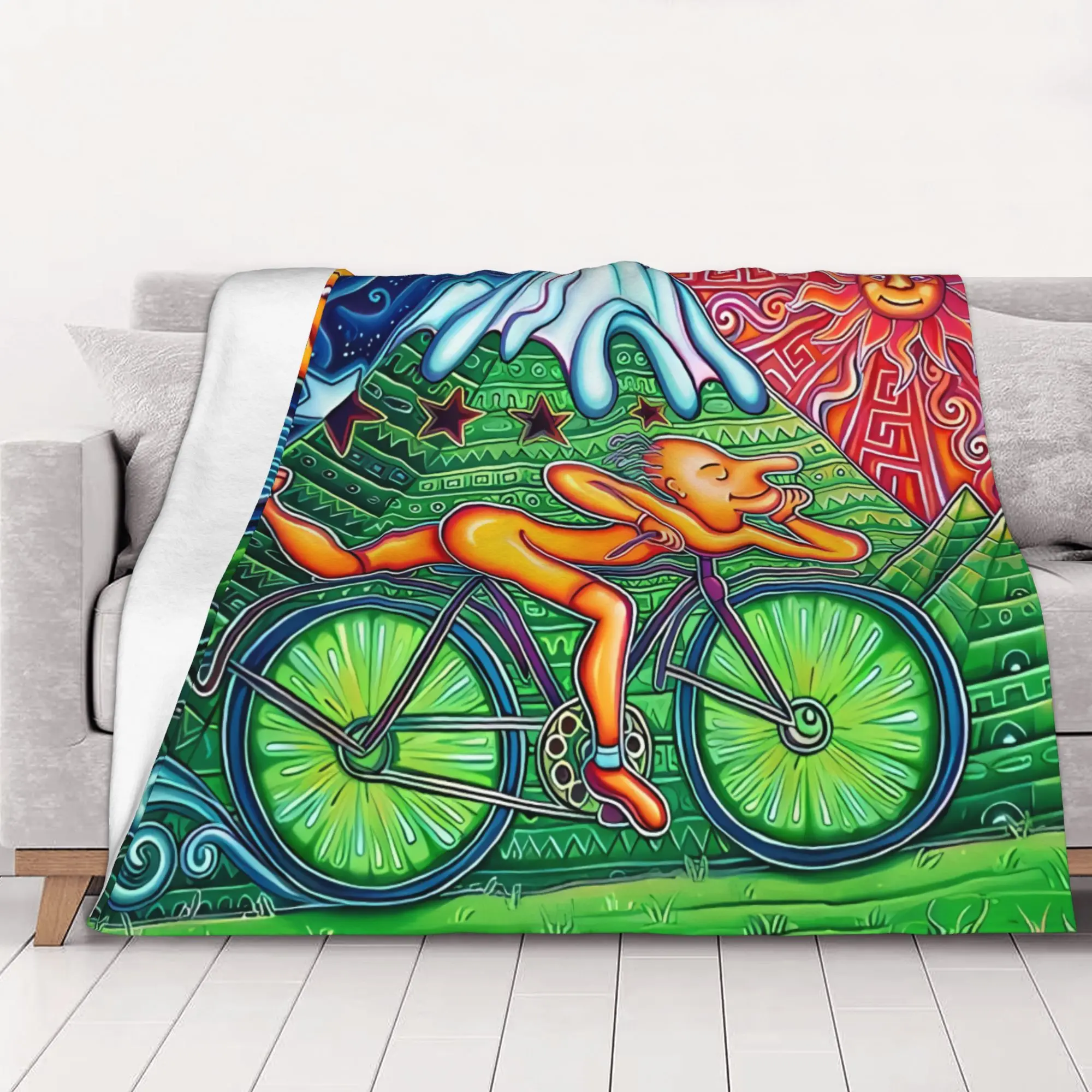 1PC home Cute Room Decor Classic Blanket Throw Blanket Albert Hoffman LSD Bicycle Day Novelty Warm Blanket All Season