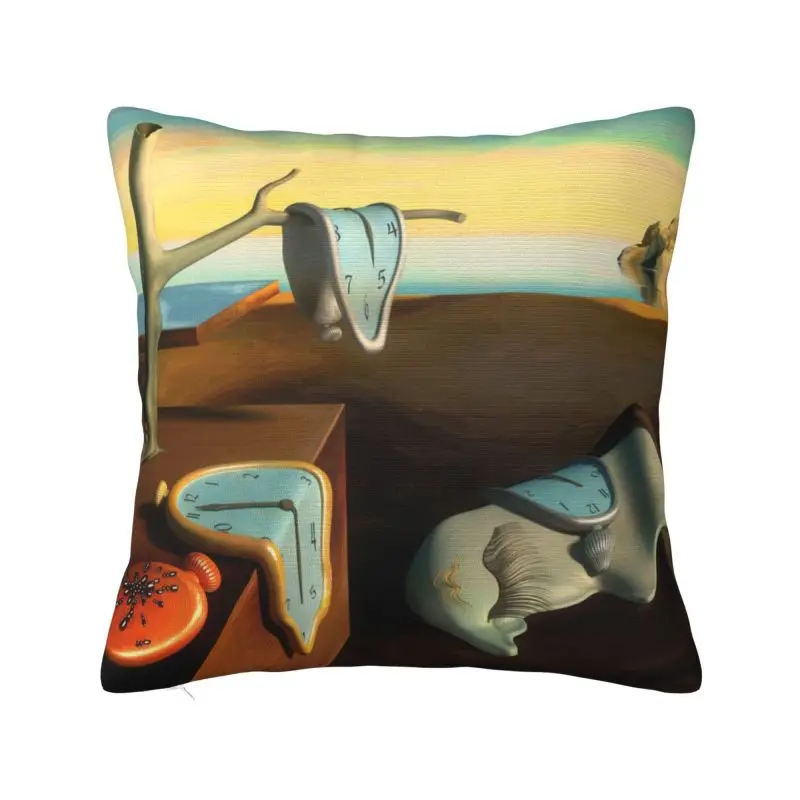 Taie d'oreiller carrée personnalisée pour la décoration de la maison, la persistance de la mémoire, la peinture de Salvador Dali, le coussin d'art Kawaii, la décoration de salon