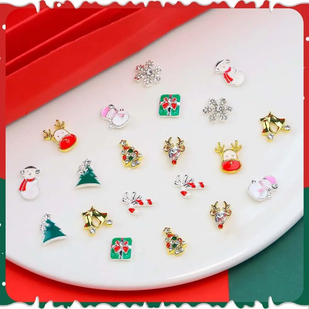 20 stks/set Nagelbenodigdheden Kerst Nagel Strass Kerst Nail Art Charms Diamant Sneeuwvlok Kerst Nageldecoraties