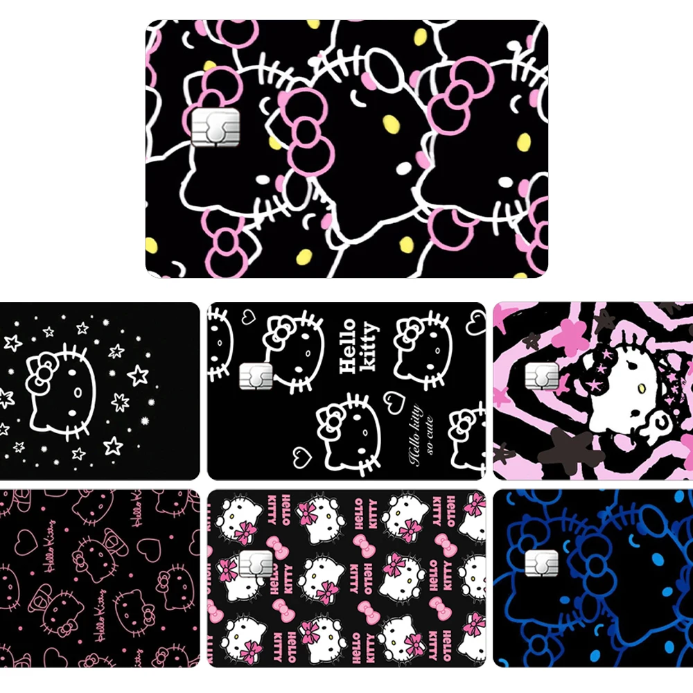 

Усовершенствованные черные наклейки-стикеры Hello Kitty с лазерным эффектом, водонепроницаемые, для студентов, школьников, повседневные принадлежности, декоративные нашивки, подарок для банковских карт