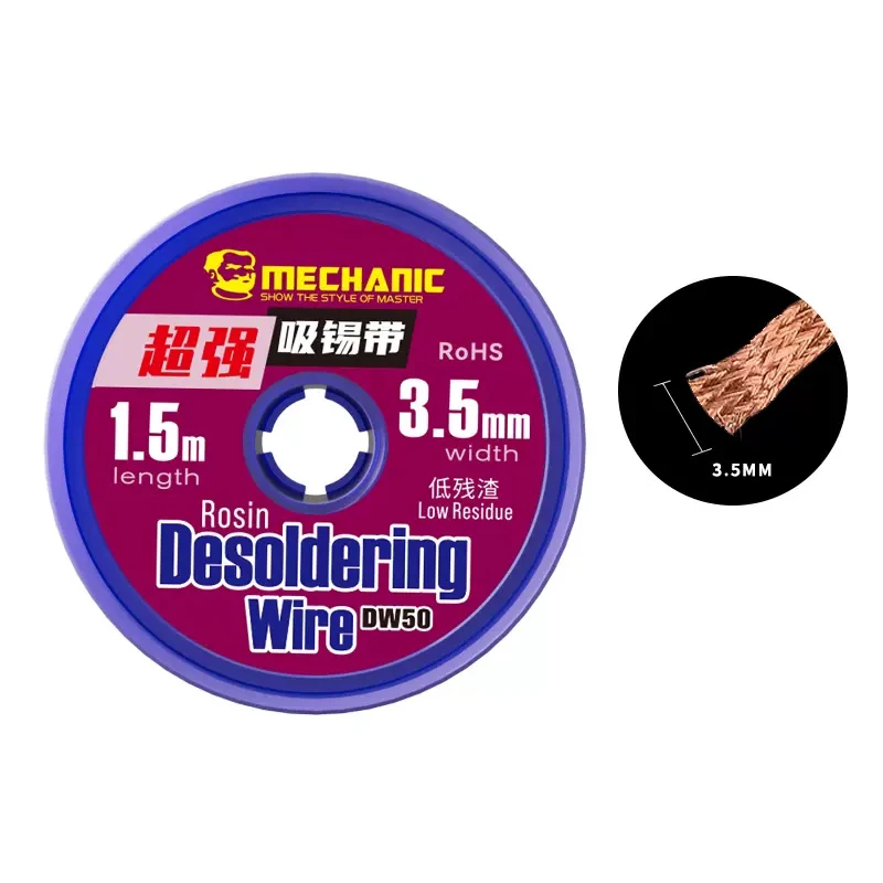 MECHANIC Starke Kupfer Entlötdraht Geflecht Solder Docht Entferner 1,0/1,5/2,0/2,5/3,0/3,5mm Löten Zinn Sucker BGA Werkzeuge – Detail 9