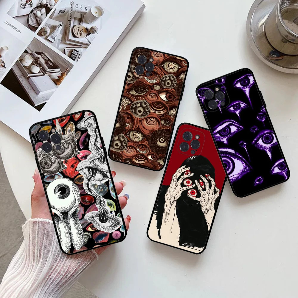 Scary Face Eyes Phone Case Silicone Soft For Iphone 16 15 14 13 12 11 Pro Mini XS MAX Plus X Cover