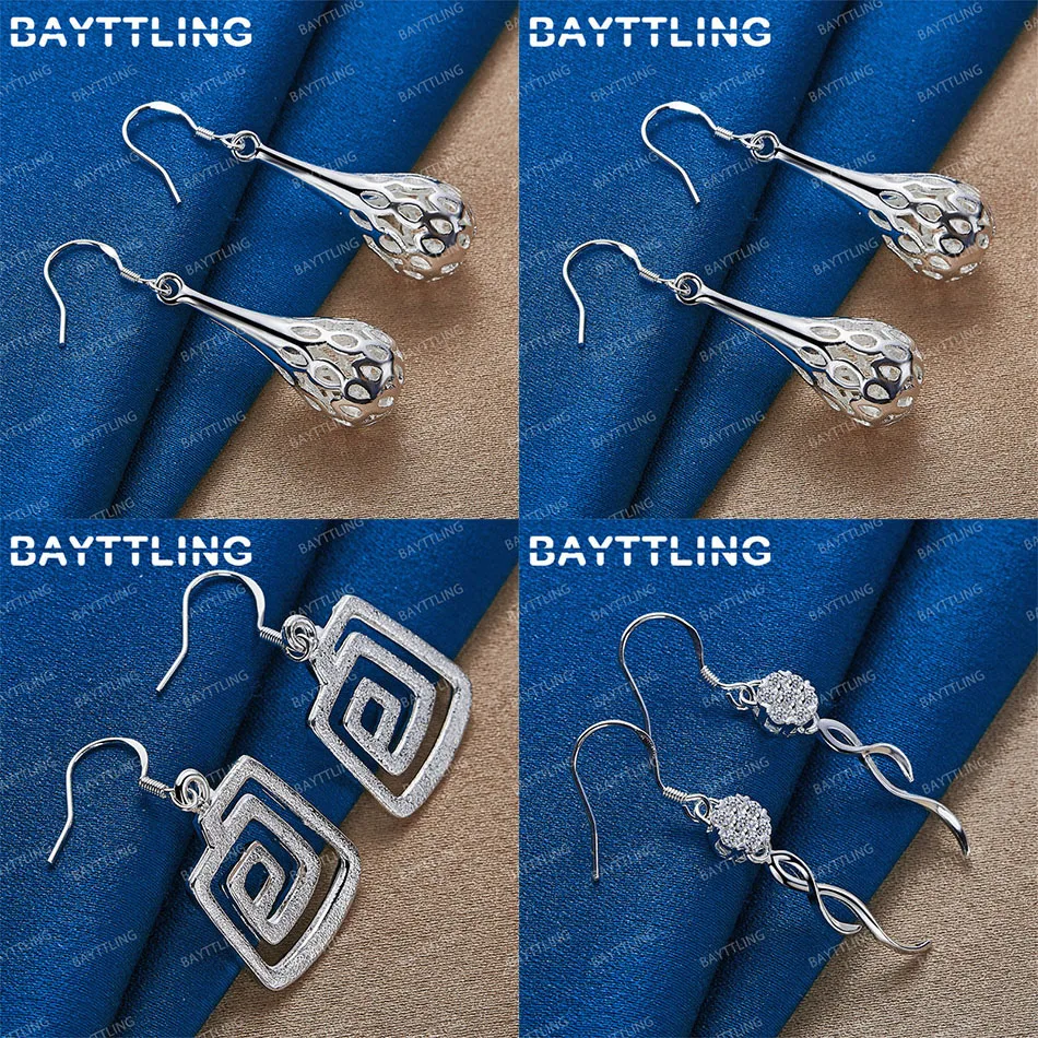 

Charm 925 Sterling Silver Exquisite Geometric Dangle Earrings Women Party Gift Wedding Accessories Jewelry