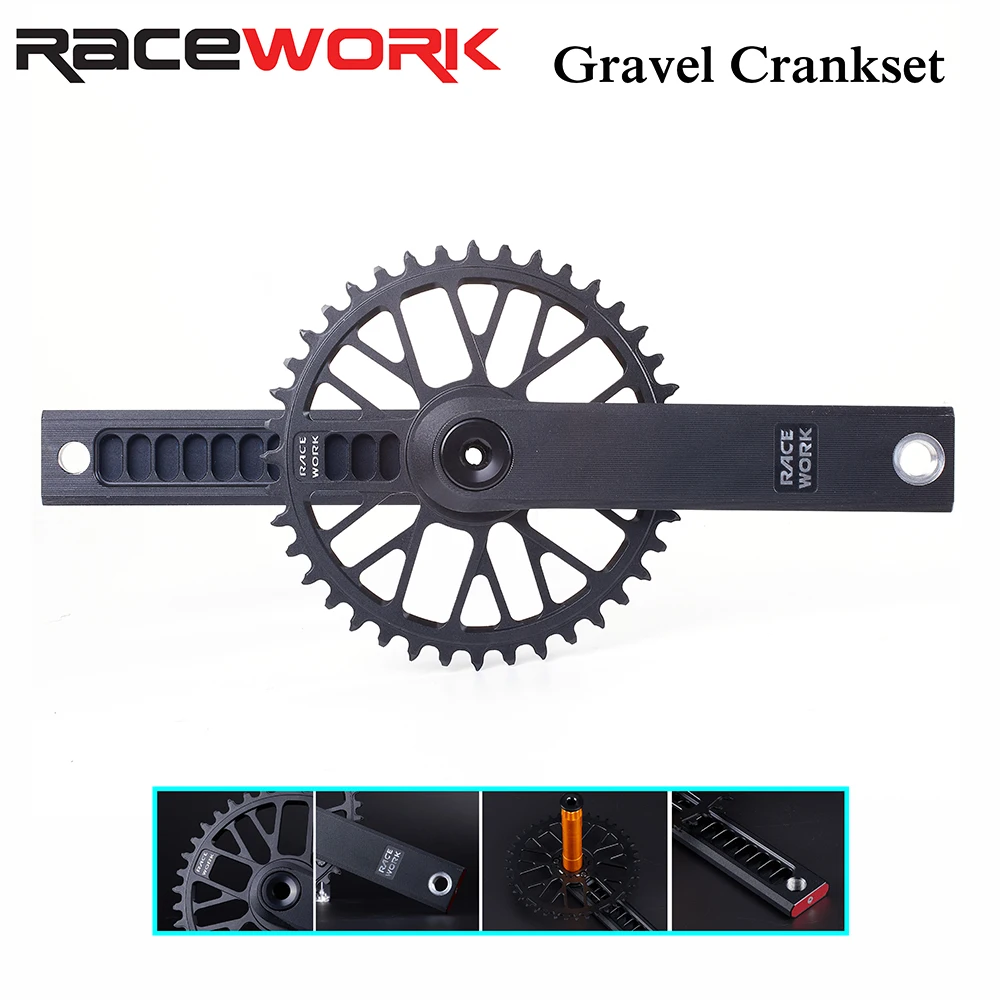 RACEWORK Road Bike Crankset 9/10/11/12 Speed CNC 170mm Hollow Bicycle Crank 40/42/44/46T Single Chainring With BB For GXP Gravel