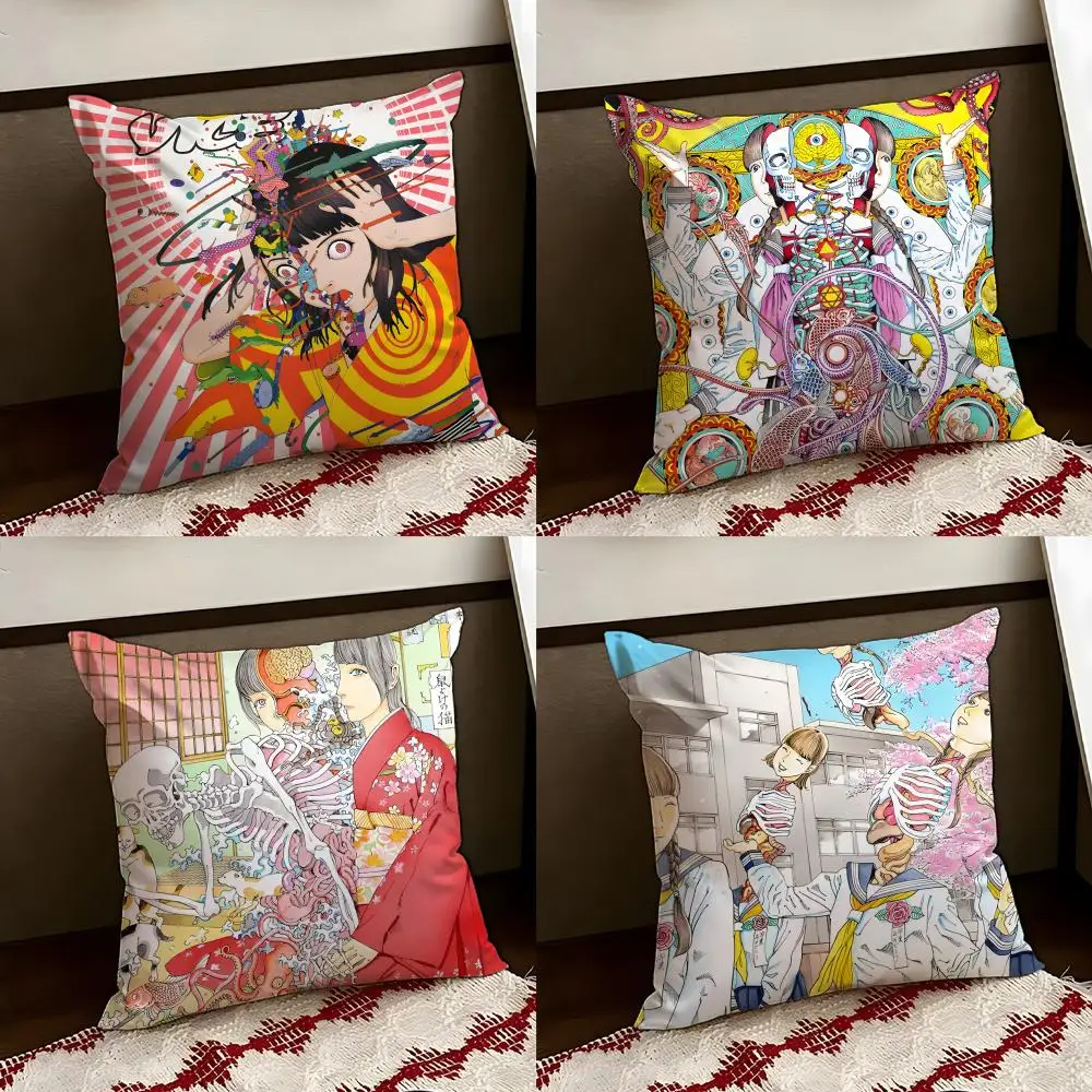 

S-Shintaro Kago Art Cushion Cover Reversible Soft Durable Pillow Cover Home & Car Multi-Scene Use for Daily Comfort
