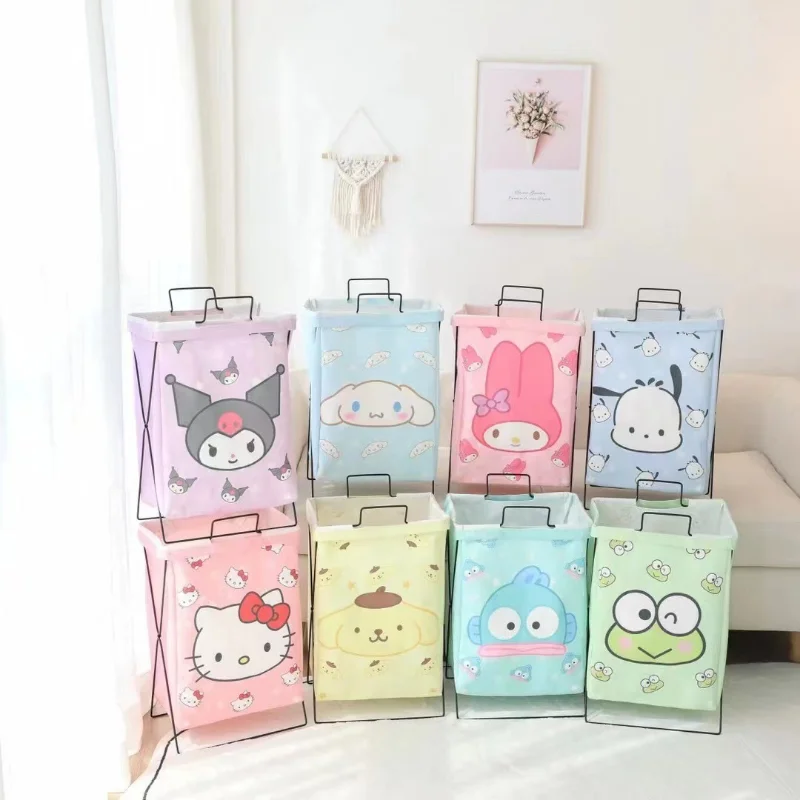 

Kawaii Sanrio Hellokitty Storage Basket Anime My Melody Kuromi Cinnamoroll Foldable Laundry Basket Home Organizer Washing Hamper