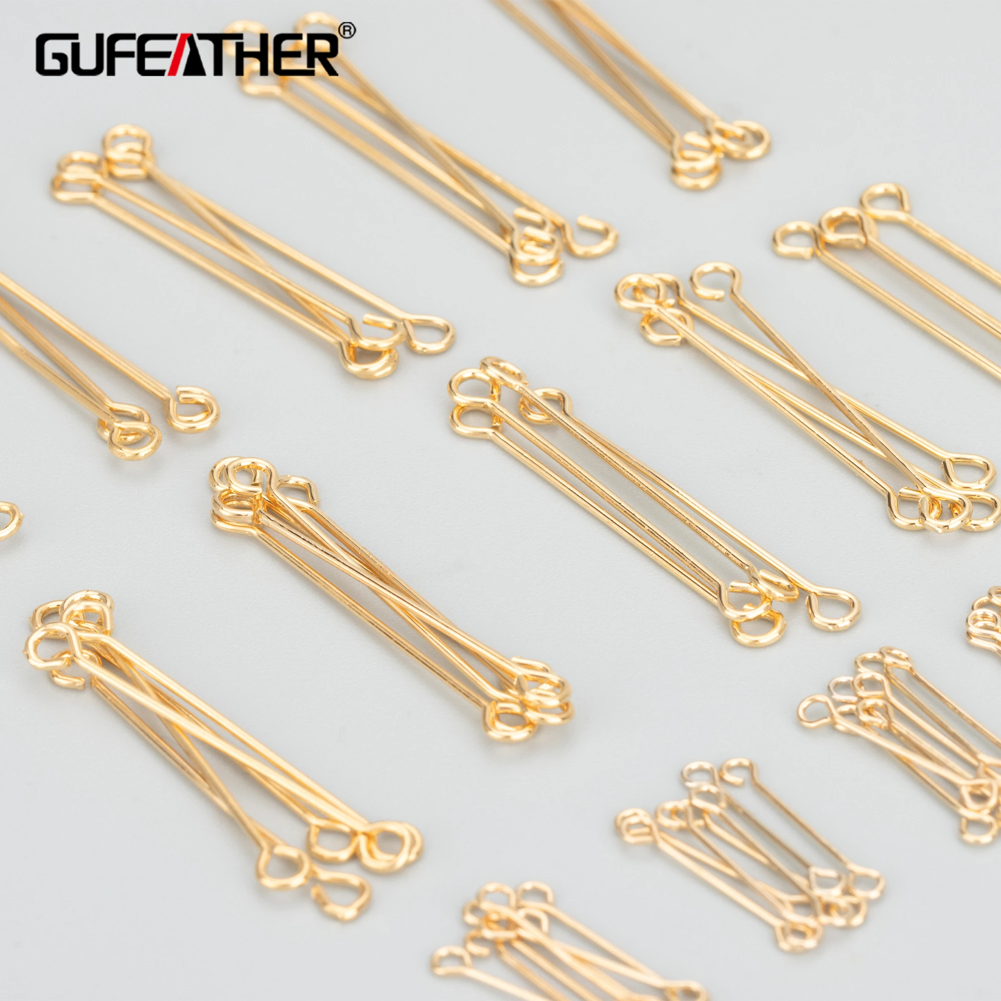 

GUFEATHER M897,jewelry accessories,pass REACH,nickel free,needle,18k gold plated,double hole,hand made,jewelry making,100pcs/lot