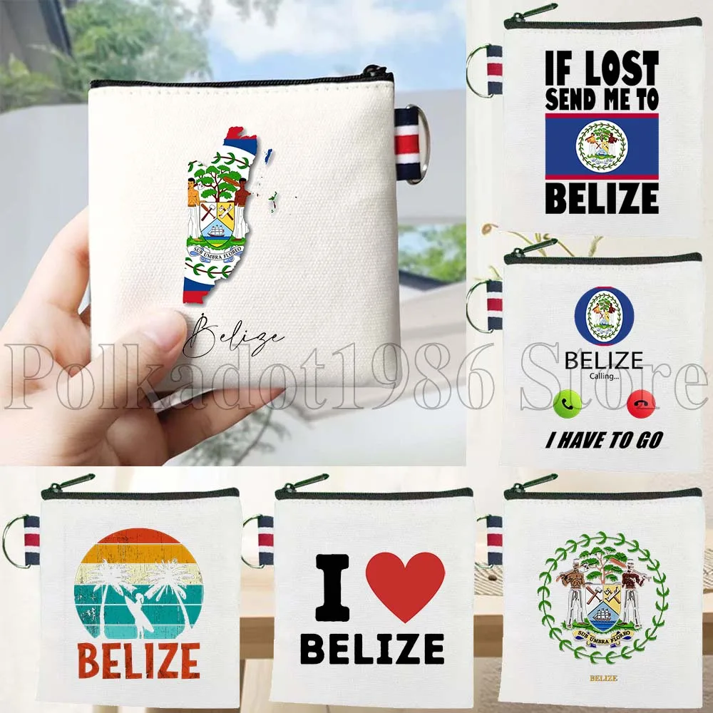 

Герб Белиза Карта страны Флаг Остров БеЛИЗОВ Подарки Холщовая сумка Портмоне Маленькая квадратная сумка для хранения ключей Карточная сумка Хлопковый кошелек
