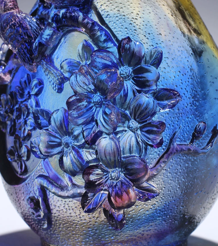 Blue Dewaxed glaze glass vase luxury style festival gift tabletop decoration