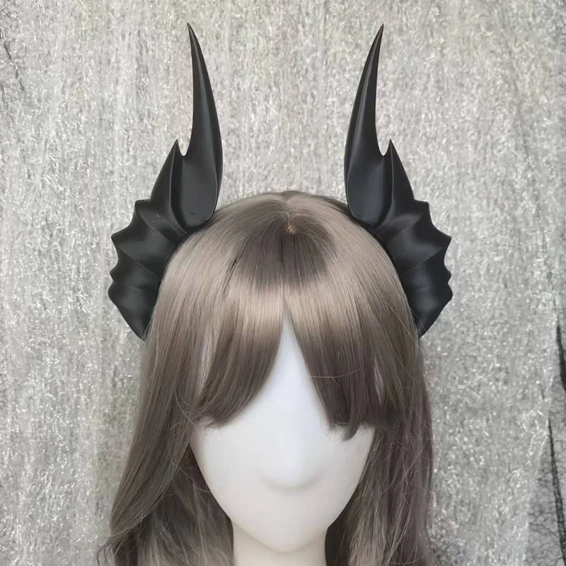 14/19cm Rose Devil Horns Hair Clips Black / White Girl Hairpin Goth Dark Y2K Aestheics Lolita Cosplay Party Hair Accessories