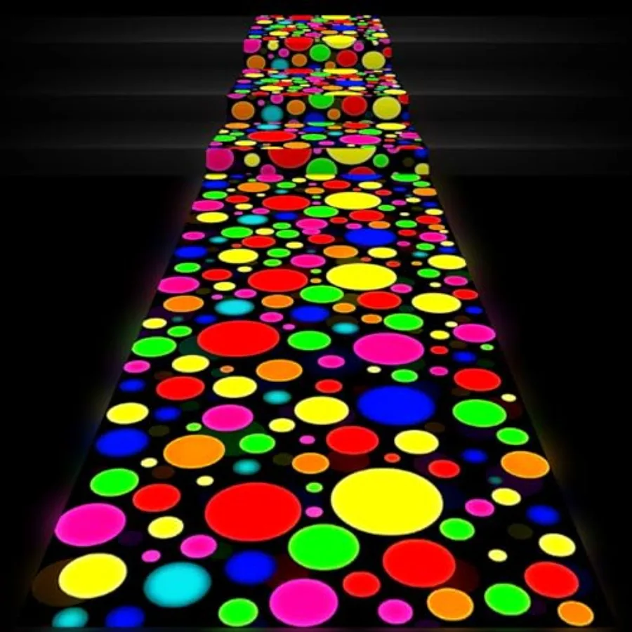 

138 x 59 Inch Glow in The Dark Party plies Neon Party Decorations Light up Dance Floor Blacklight Rug UV Reactive Fluorescent f