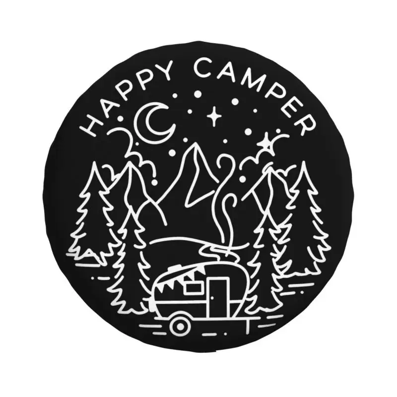 Camping Life Happy Camper Tire Cover 4WD 4x4 SUV Spare Wheel Protector for Toyota Land Cruiser Prado 14