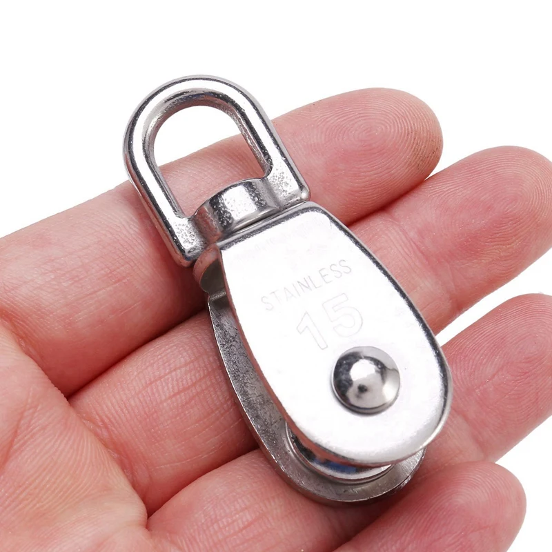 【HOT】Crane Pulley Block M15 Lifting Crane Swivel Hook Single Pulley Block Hanging Wire Towing Wheel 50Pcs