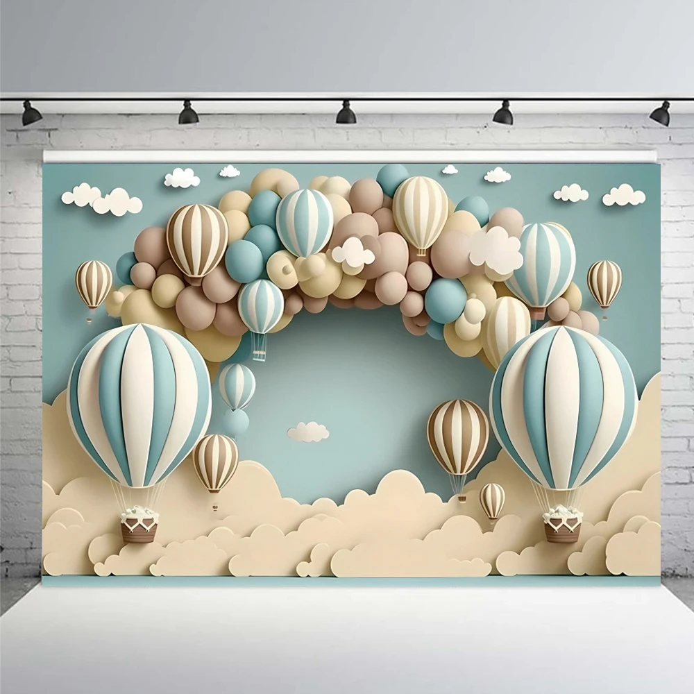 Girl Boy 1st Birthday Photography Backdrop Boho Tent Colorful Balloons Newborn Birthday Party Decor Baby Shower Photo Background