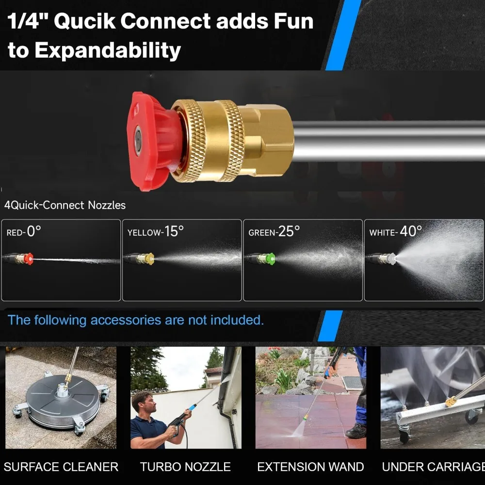 Lavadora elétrica de alta pressão 4500PSI - 3,0 GPM com carretel de mangueira de lavadora de pressão de 33 pés, canhão de espuma, conjunto de 4 bicos, para carro