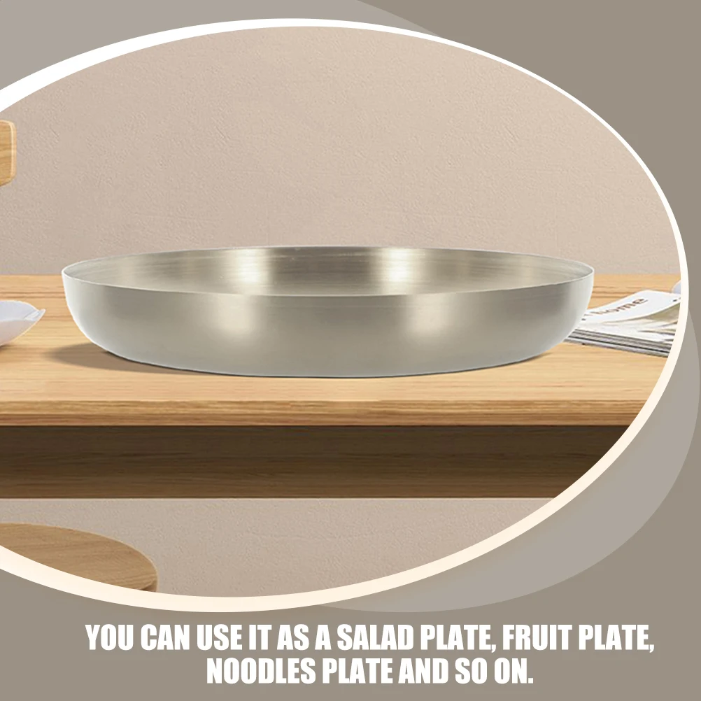 

Stainless Steel Steak Plate Food Serving Tray Snack Fruit Dessert Pizza Tray Smooth Bright Easy Clean Long Lasting Suitable