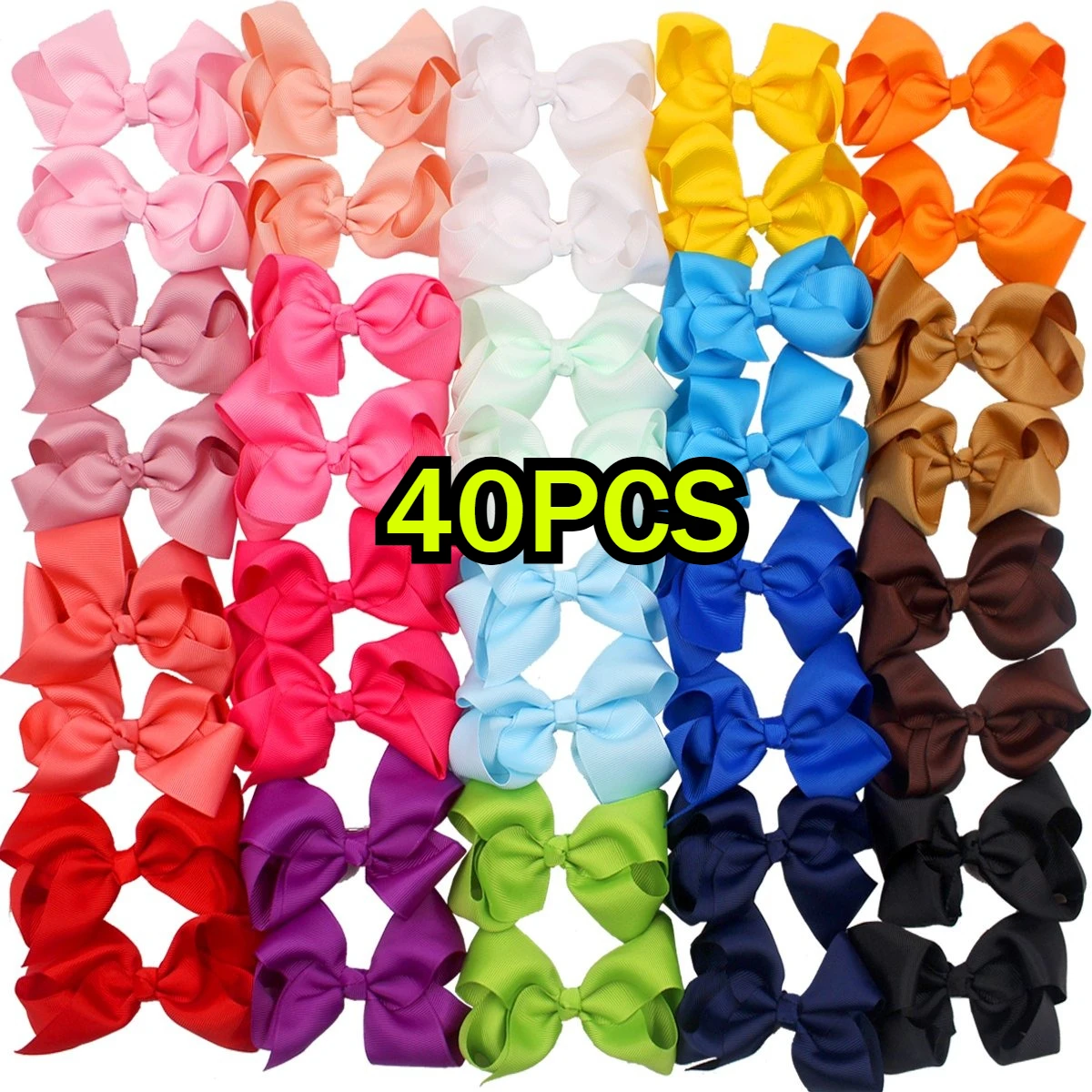 40PCS 4.5 Inch Hair Bows Grosgrain Ribbon Toddler Hair Accessories with Alligator Clips for Baby Girls Toddlers Kids in Pairs