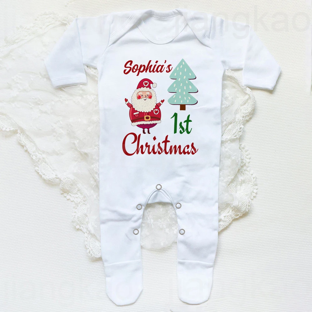 Personalized Christmas Baby Babygrow Sleepsuit Bodysuit Custom Name Newborn Coming Home Hospital Outfit Xmas Party Infant Romper