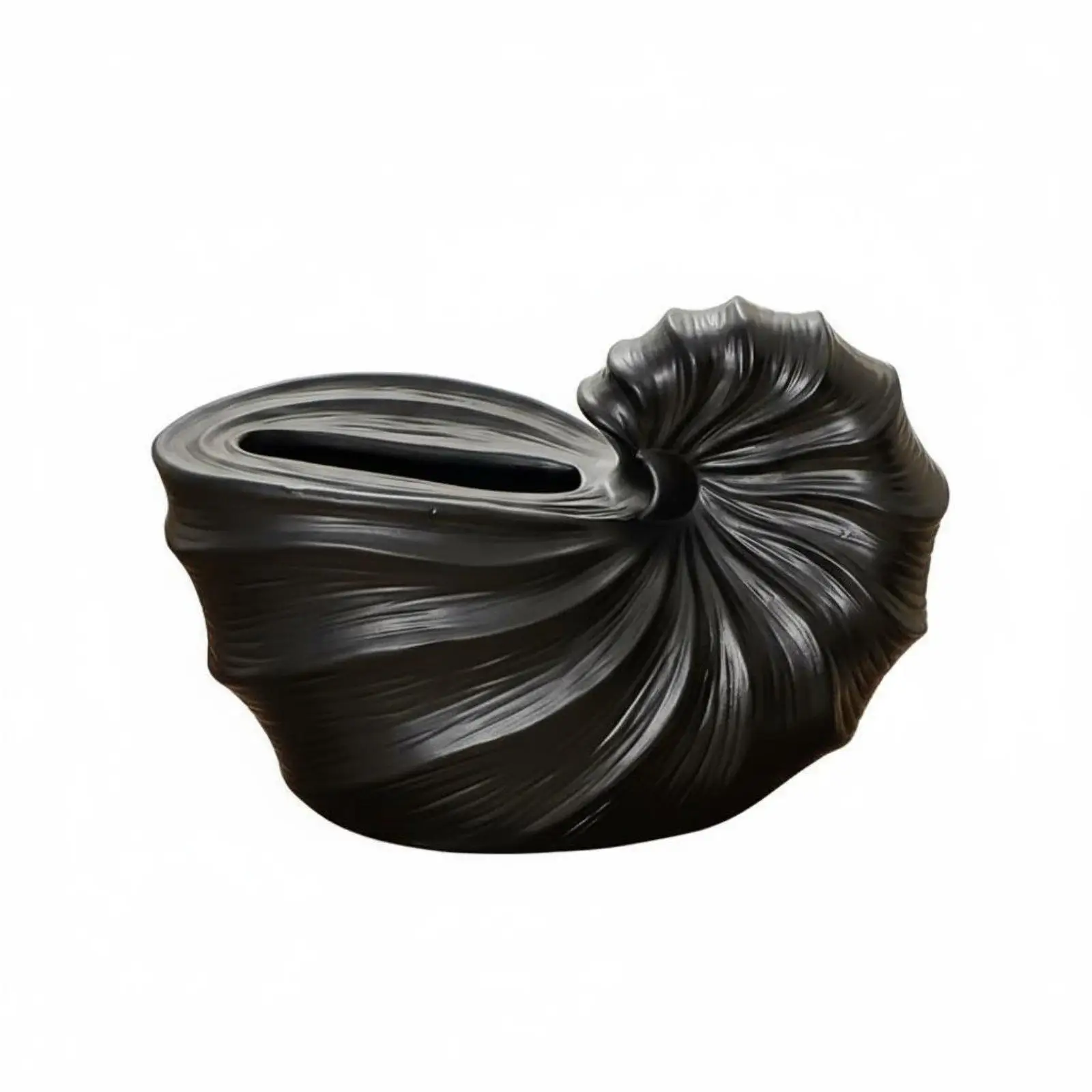 Conch Shell Tissue Box Polished Lines Sculptural Tissue Container Nordic