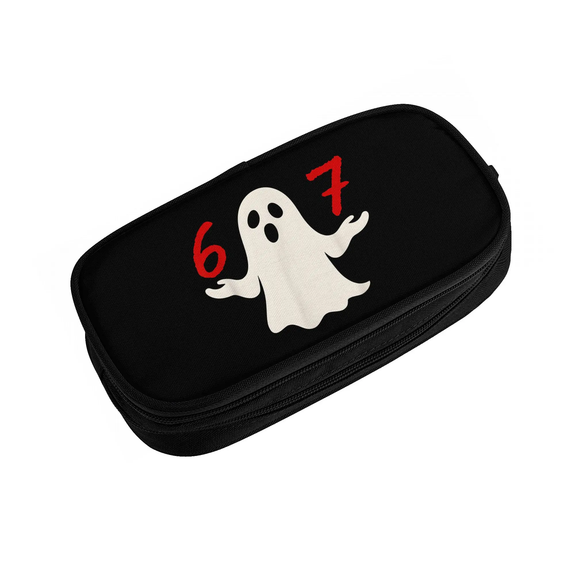 Fun Six Seven Meme 67 Halloween Ghost Pencil Case Pen Holder Bag Girls Boys Big Capacity Office Gifts Pencil Pouch Stationery