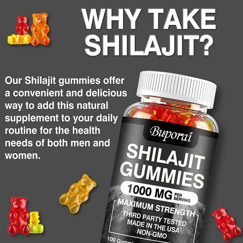 Gomas Shilajit - Apoia a saúde imunol, aumenta a energia, melhora a função cognitiva, reduz a fadiga e aumenta o metabolismo