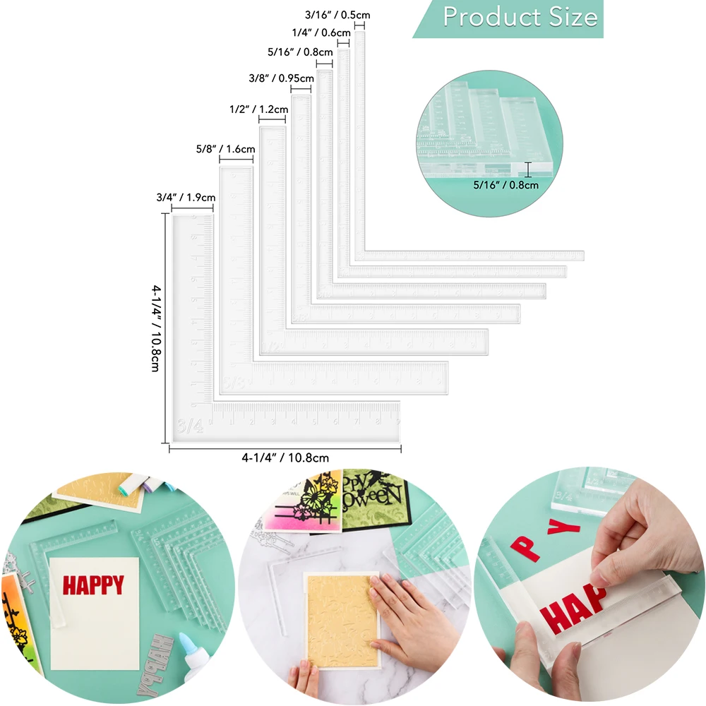 

7pcs/set Creative Positioning L-shape Tools Card Corners Helpers For Makeing Lining Up Card Layers Easier Positioning Ruler Tool