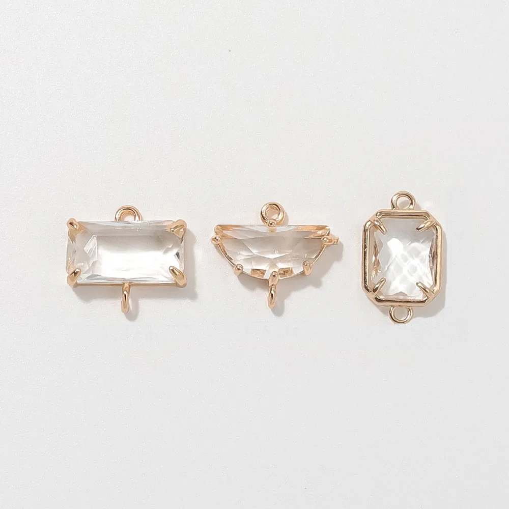 New copper gold-plated rectangular crystal glass star connector for DIY earrings bracelets jewelry accessories